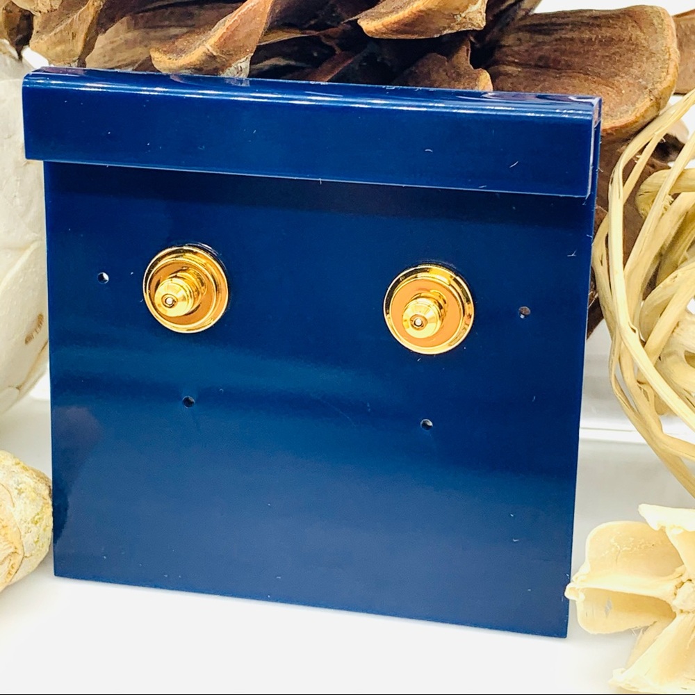 Tory Burch Gold Tone Logo Drop Pearl Earrings - Picture 7 of 8